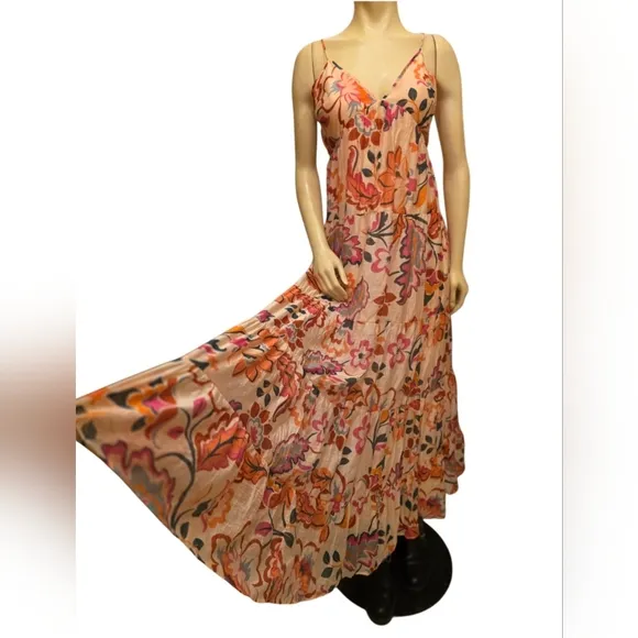 1.State Floral Maxi Dress with Spaghetti Straps Size Medium NWT