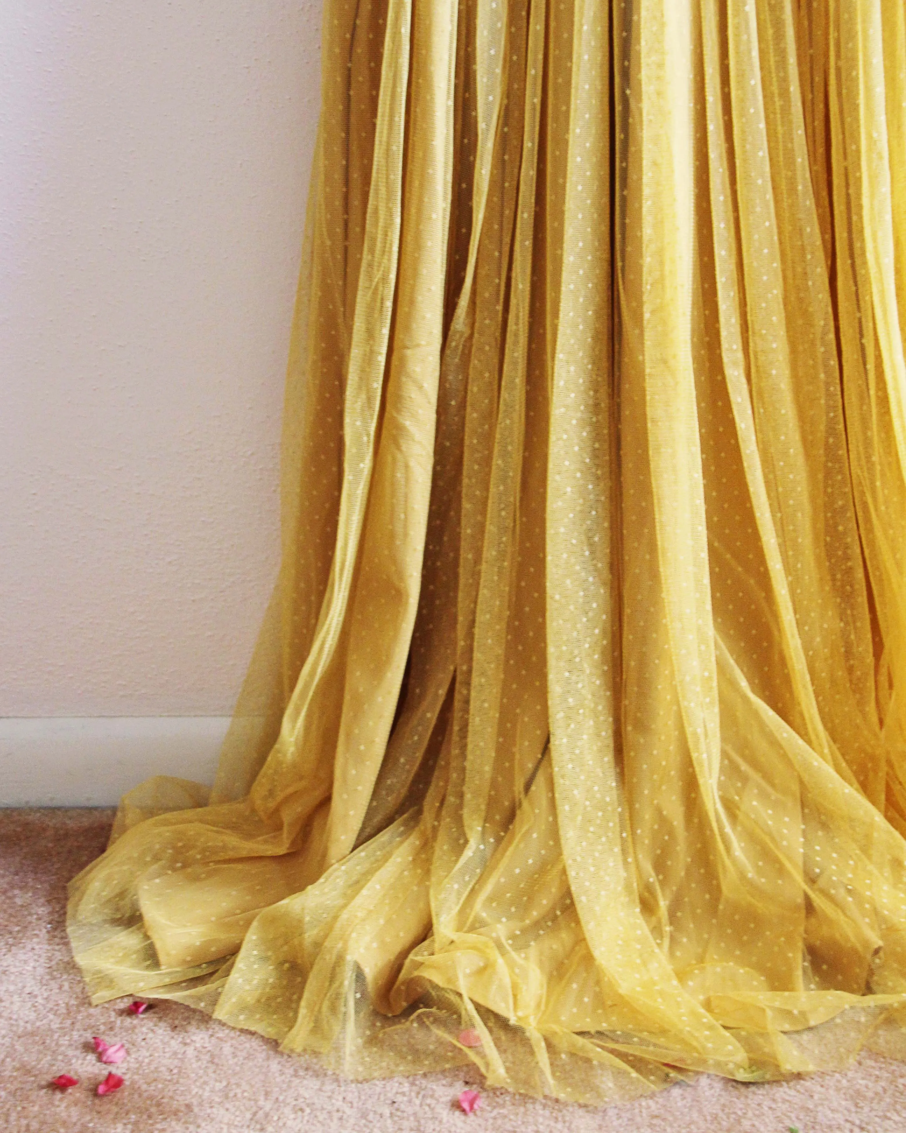 70's Swiss Dot Dress in Mustard