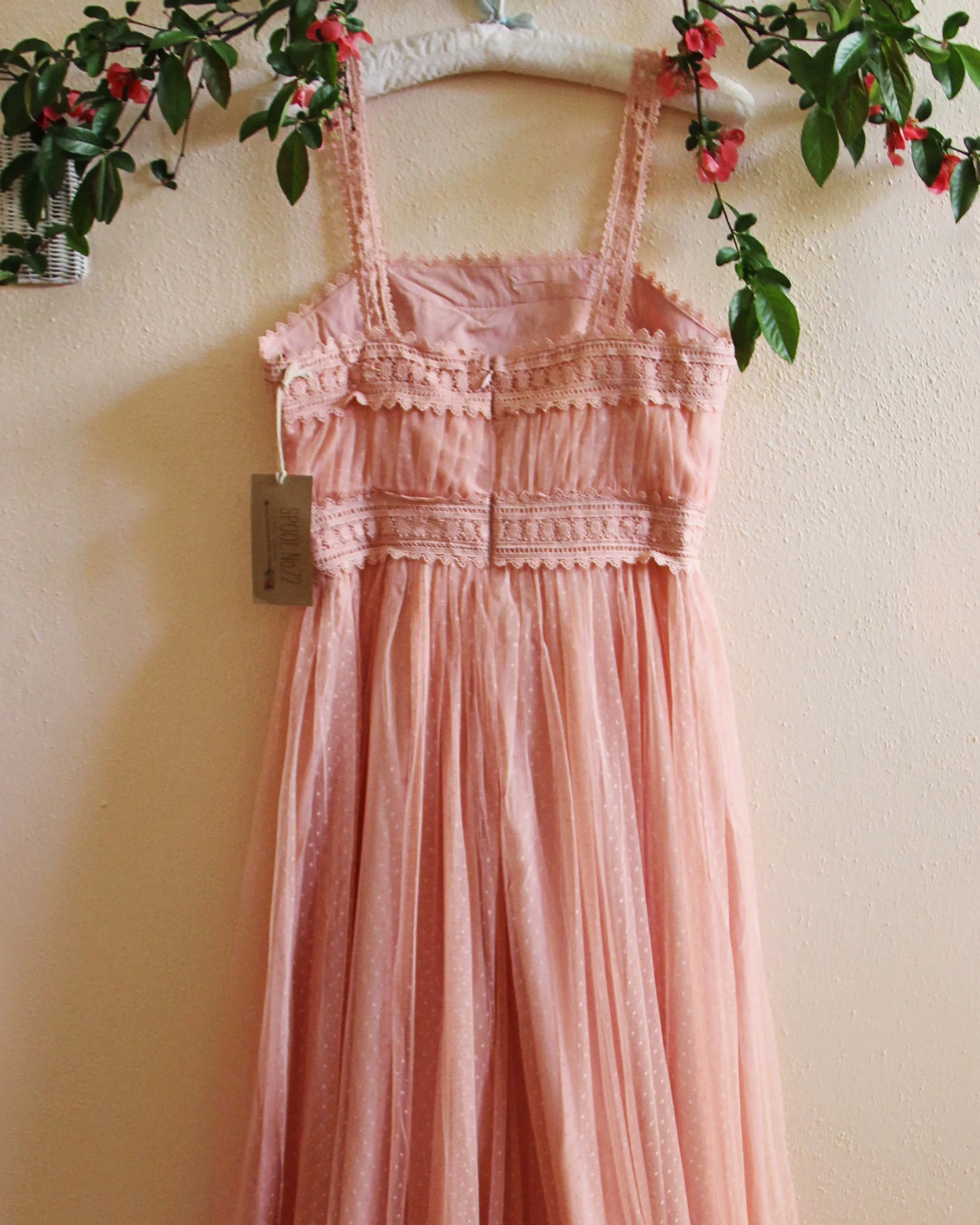 70's Swiss Dot Dress in Pink