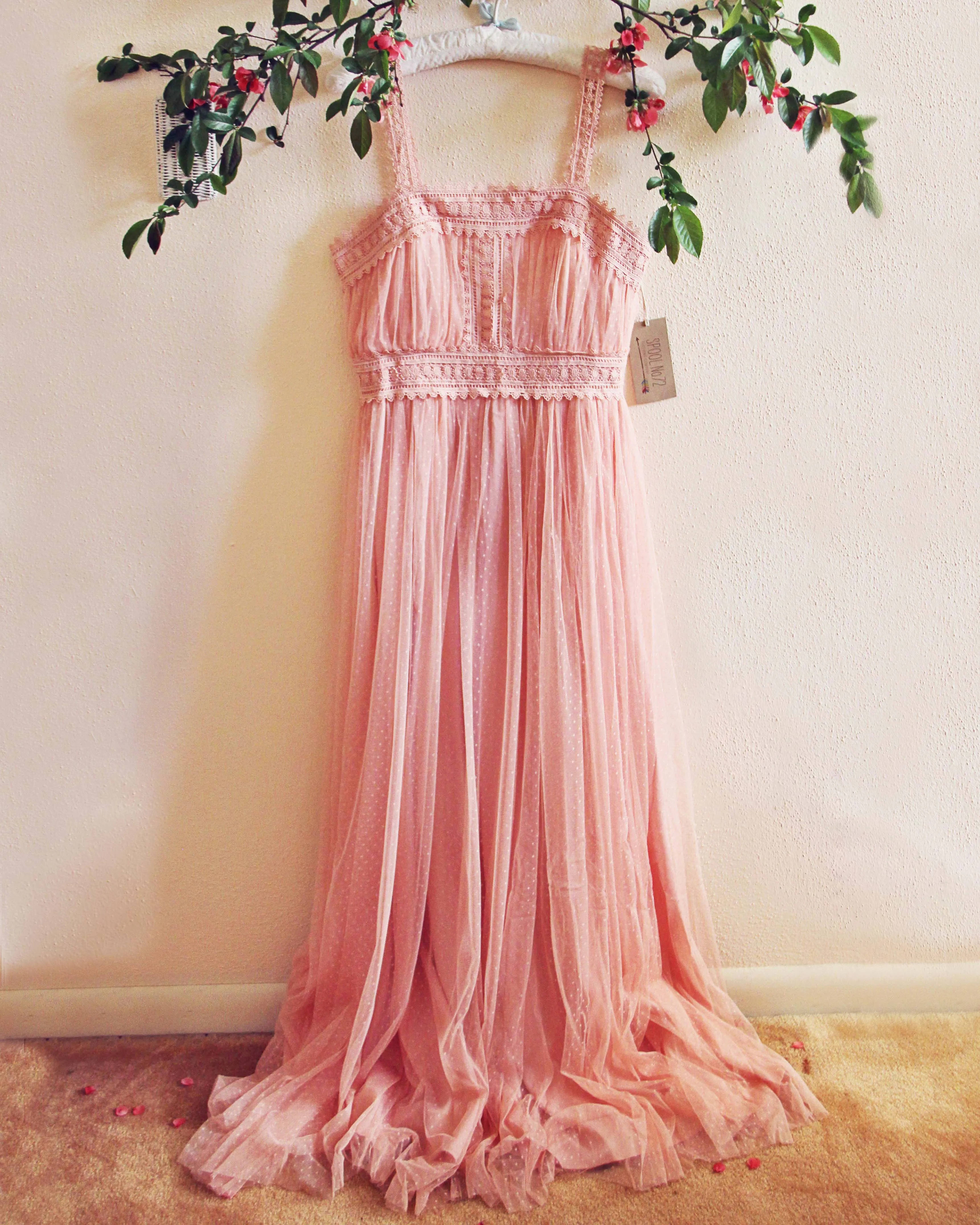 70's Swiss Dot Dress in Pink