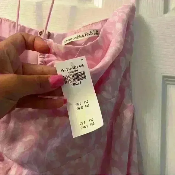 ABERCROMBIE FITCH PINK FLORAL CINCHED BUST U-SHAPE FLOWY HALTER NECK MAXI DRESS