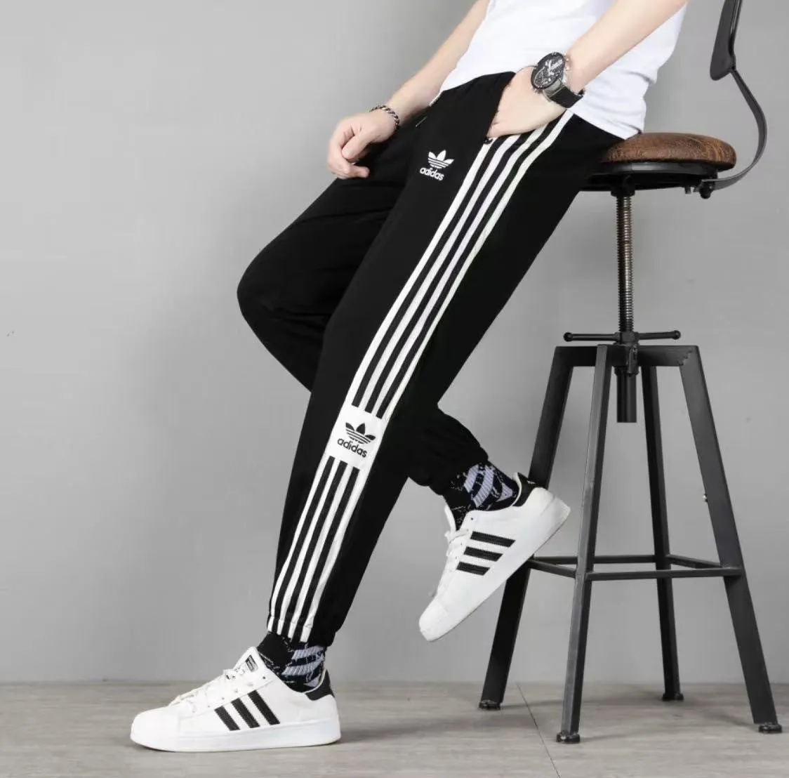 Adidas 3s Men's Sport Joggers-Black
