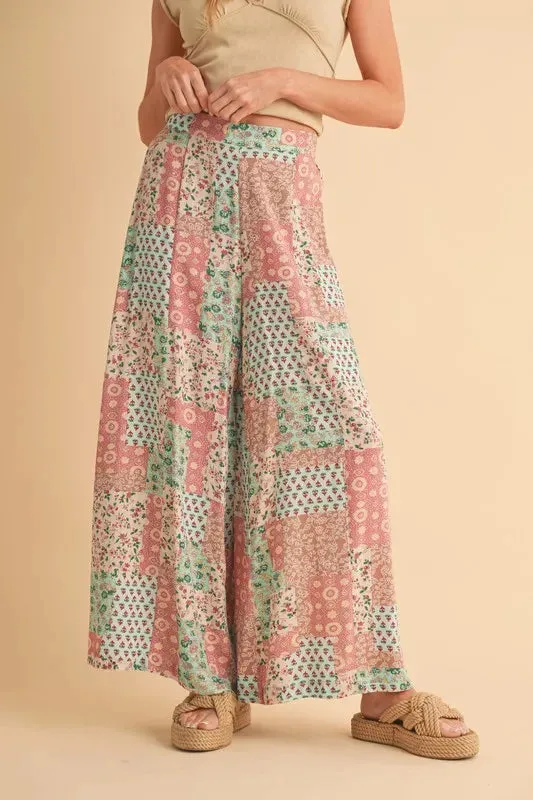 Aemi Co Printed Wide Leg Pants