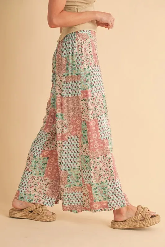 Aemi Co Printed Wide Leg Pants