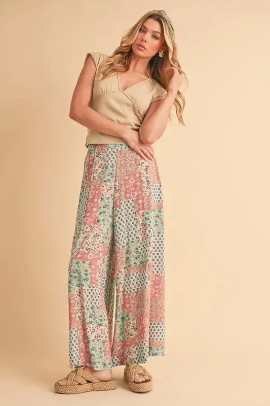 Aemi Co Printed Wide Leg Pants