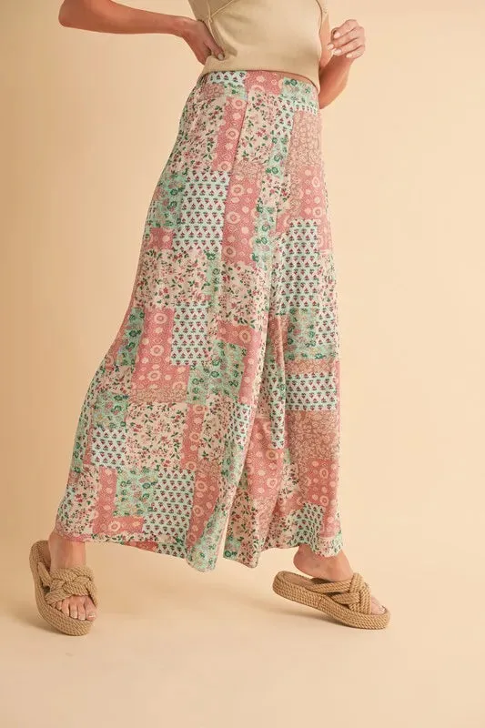Aemi Co Printed Wide Leg Pants