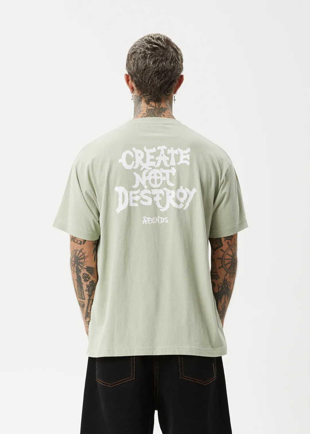 Afends Destroyer Recycled Boxy Fit Tee EUCALYPTUS
