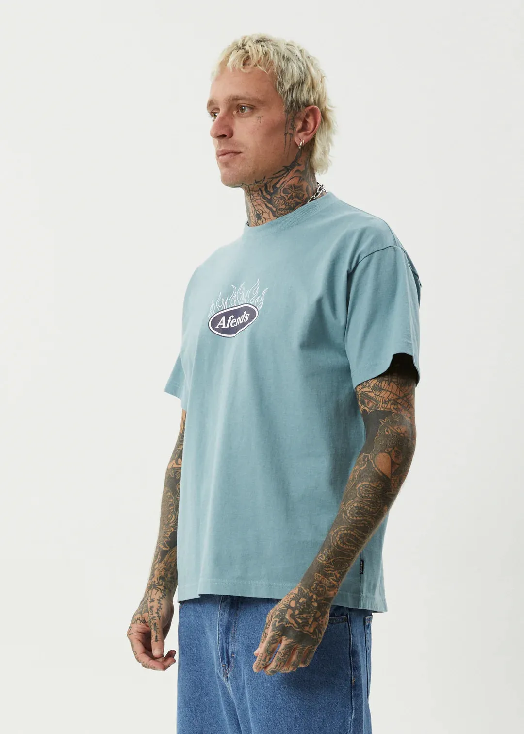 Afends Fast Forward Heavy Weight Boxy Fit Tee - Ocean Spray