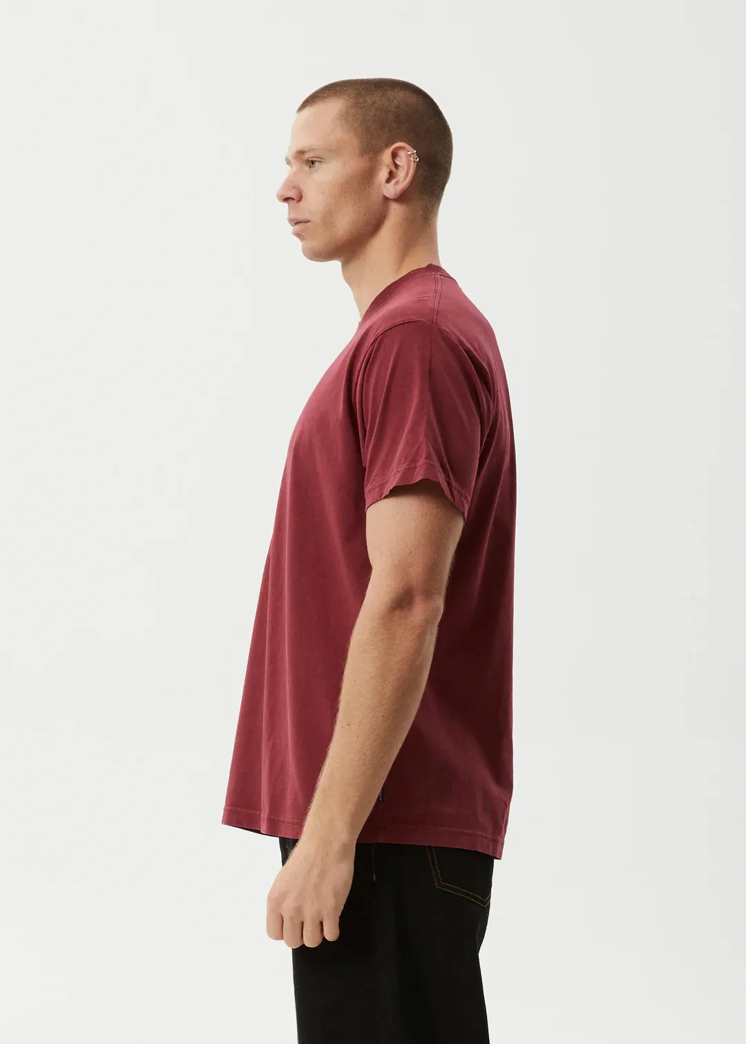 Afends Mace Life Recycled Boxy Fit Tee - Burgundy
