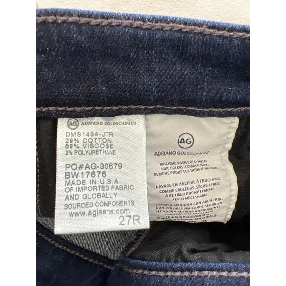 AG Adriano Goldschmied Prima Mid Rise Cigarette Leg Jean Dark Blue Women's 27