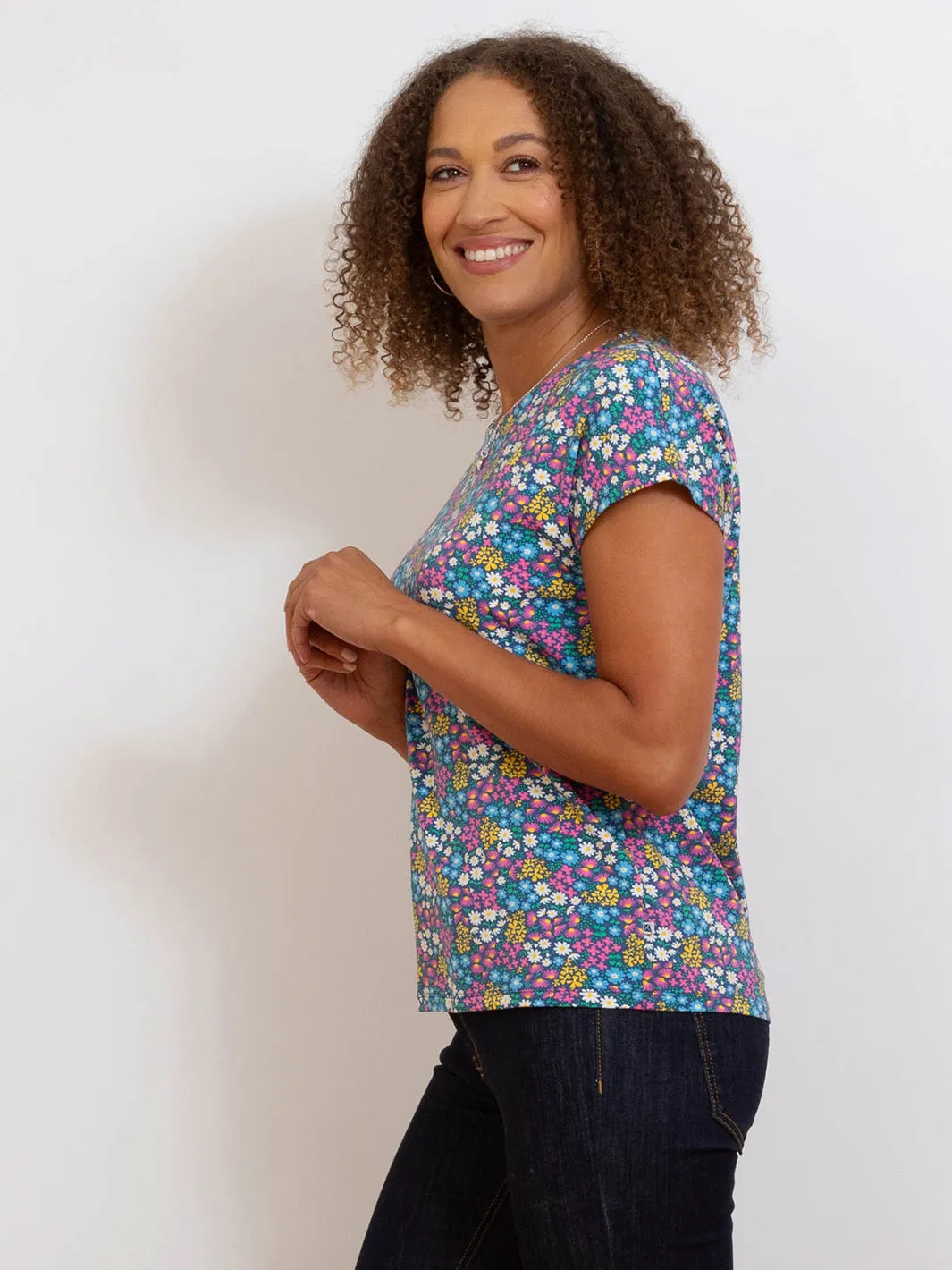 Alum jersey top flower patch