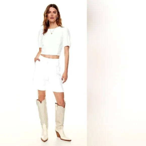 Aritzia Wilfred The Effortless Short Linen Long High Rise Front Pleats Loose Fit