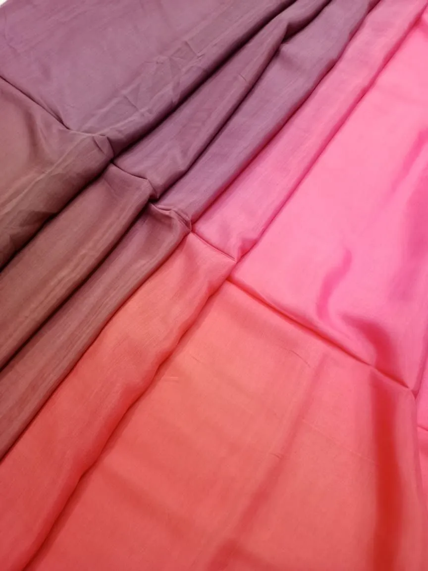 Artisanal Hand Dyed Soft Modal Muslin Mul Silk Ombre Shaded Fabric
