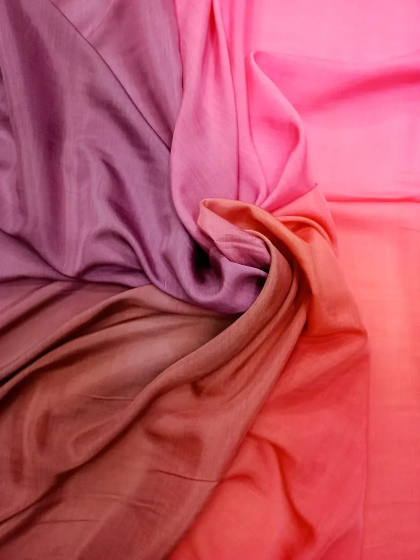 Artisanal Hand Dyed Soft Modal Muslin Mul Silk Ombre Shaded Fabric