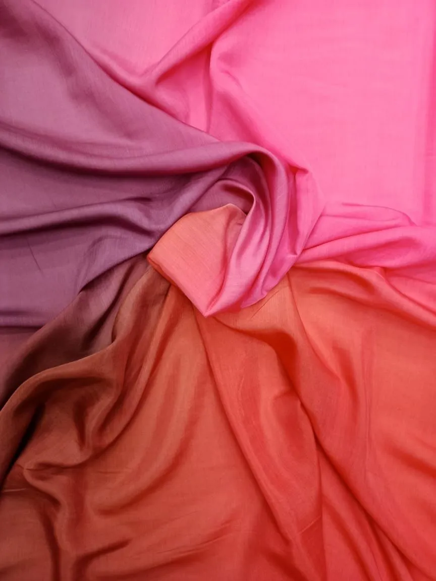 Artisanal Hand Dyed Soft Modal Muslin Mul Silk Ombre Shaded Fabric