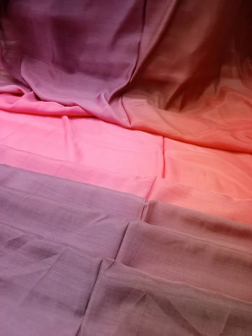 Artisanal Hand Dyed Soft Modal Muslin Mul Silk Ombre Shaded Fabric