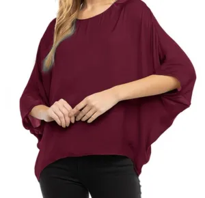 Aubrey Dolman Blouse in Garnet