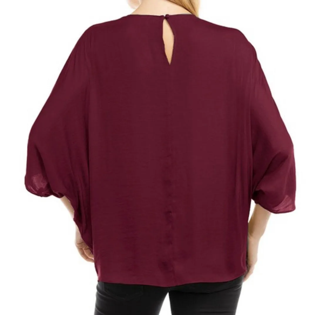 Aubrey Dolman Blouse in Garnet