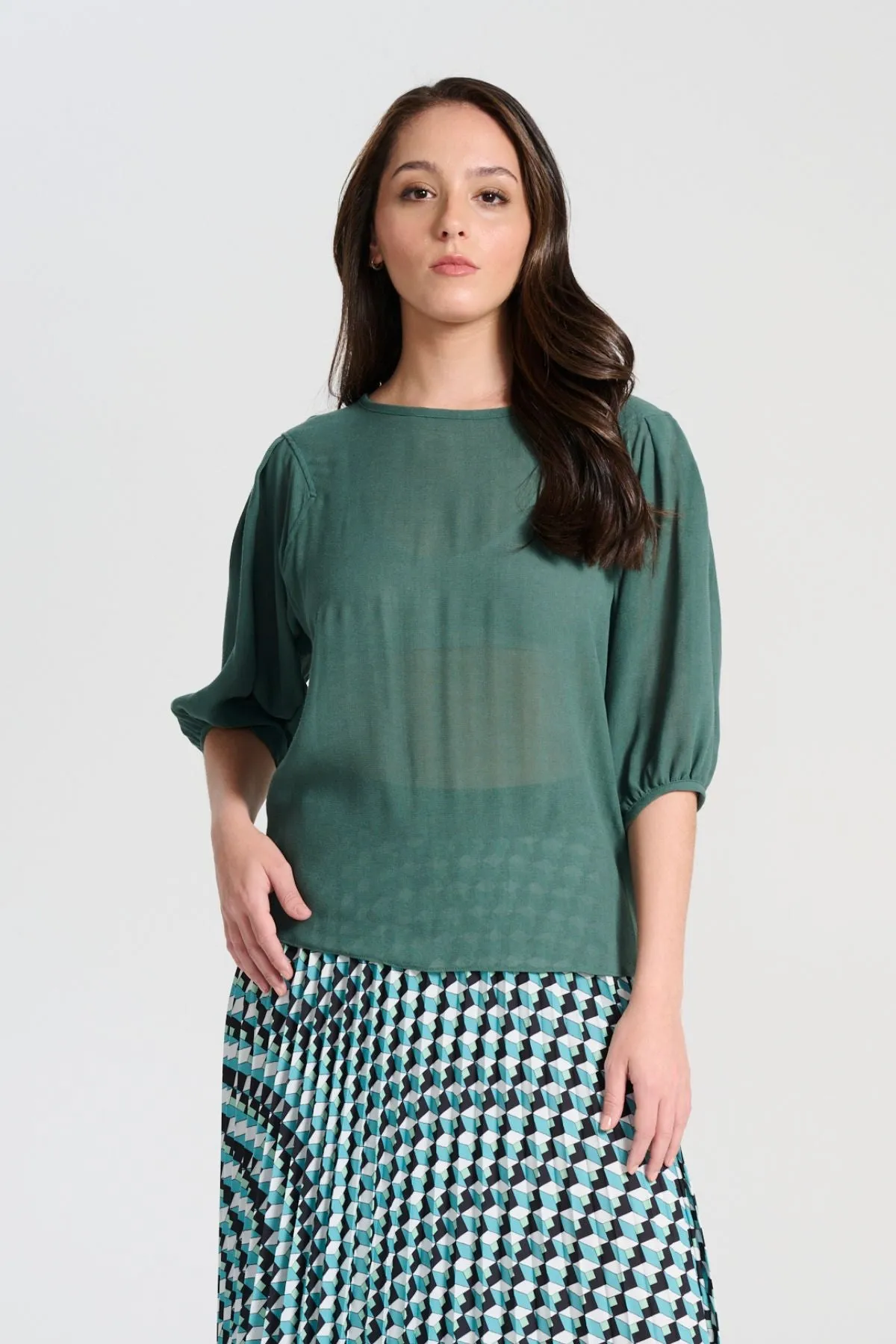 Ava Blouse Forest Green in Viscose