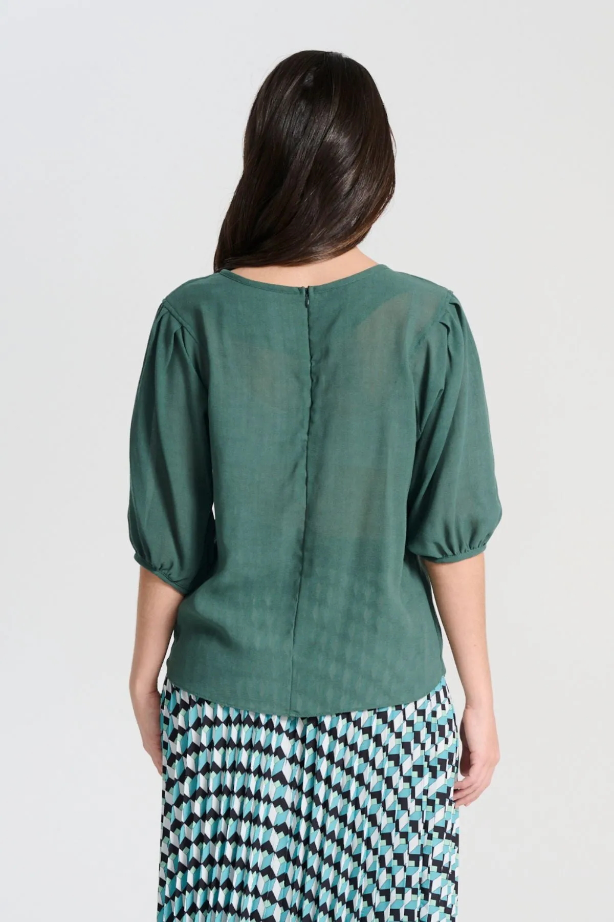 Ava Blouse Forest Green in Viscose