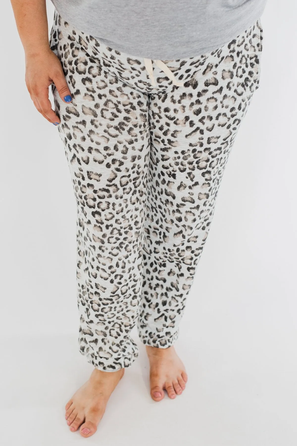 Awaiting Adventures Leopard Joggers- Heather Grey