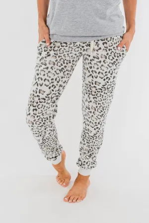 Awaiting Adventures Leopard Joggers- Heather Grey