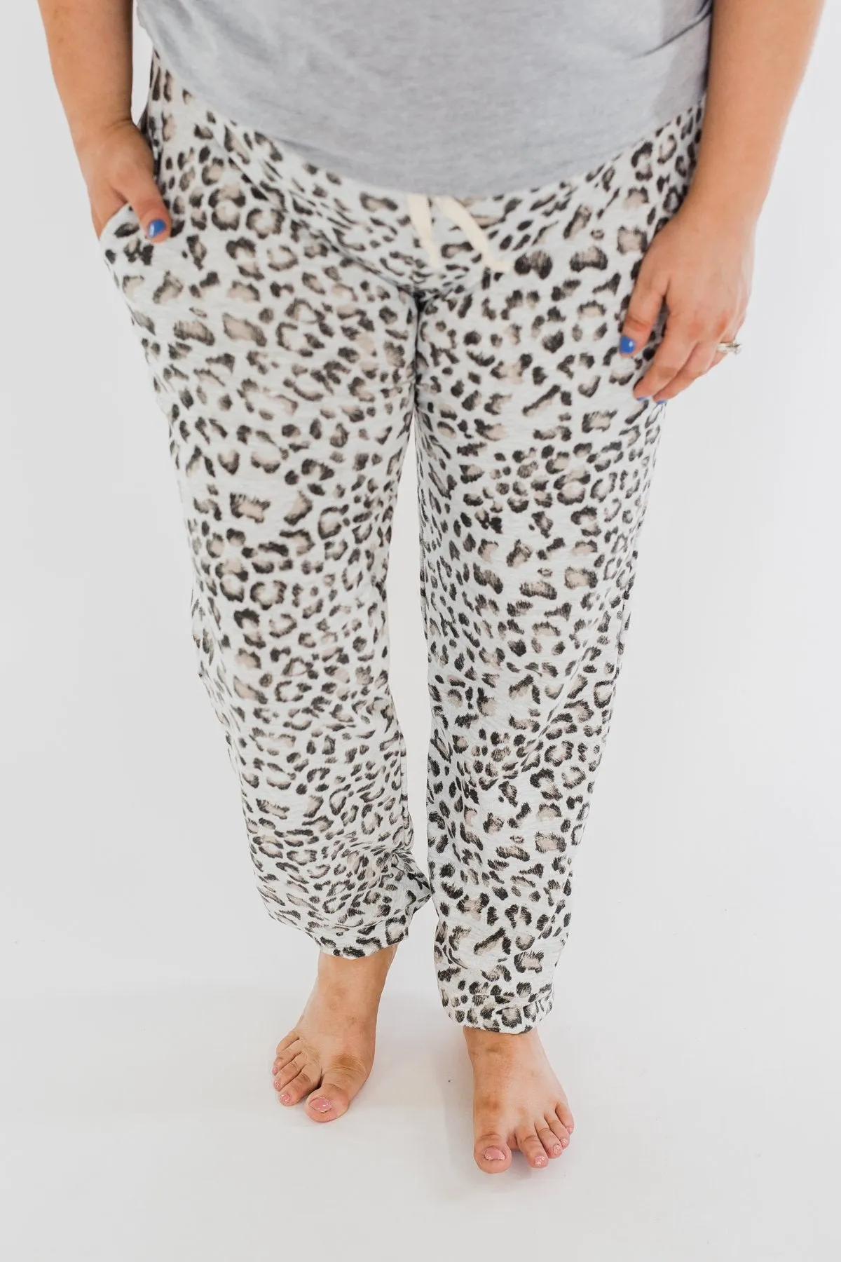 Awaiting Adventures Leopard Joggers- Heather Grey