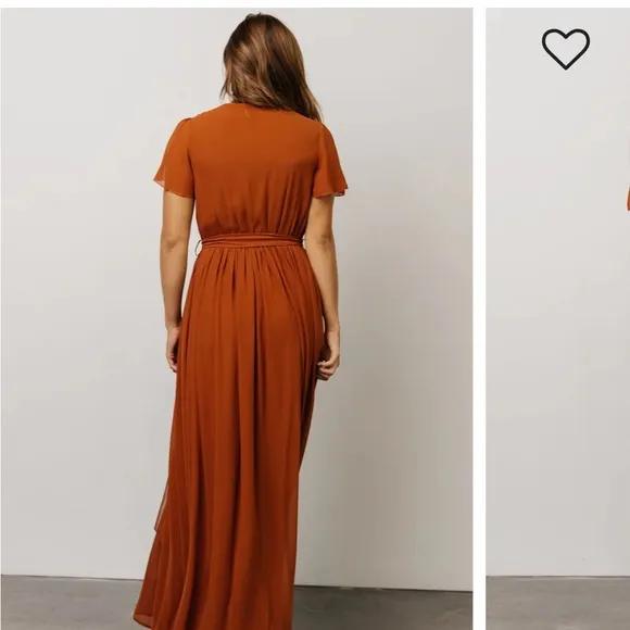 Baltic Born Nutmeg Kristina Chiffon Surplice Neck Front Slit Maxi Dress NWT XS