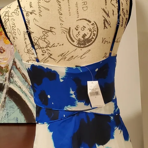 Banana Republic Women White &amp; Blue Maxi Spaguetti Straps Dress Size 2.