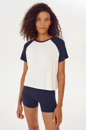 Baseball Jersey Tee - White/Indigo