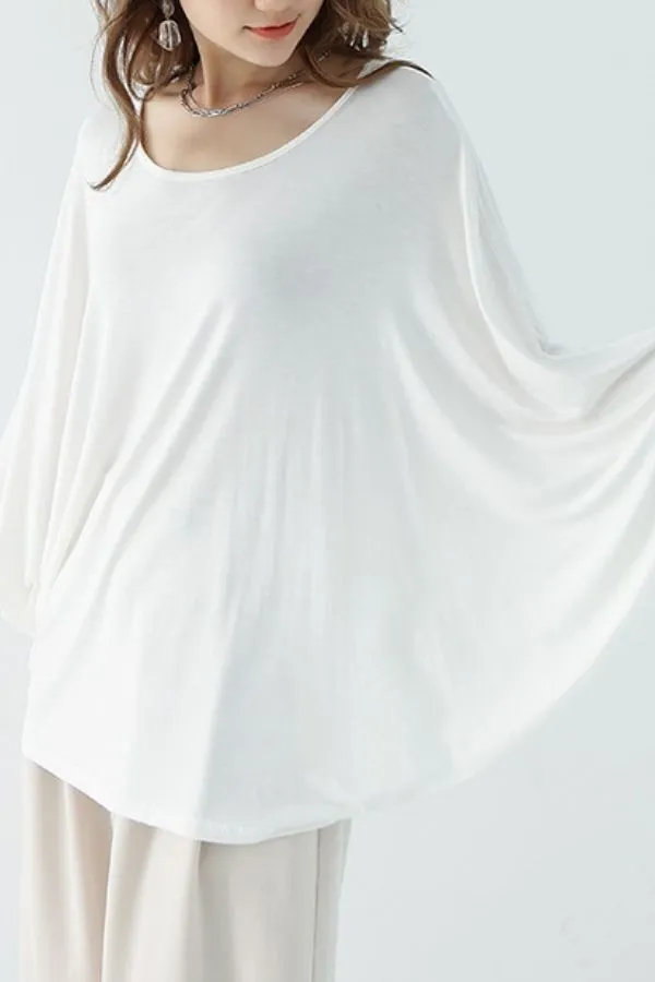 Bat Sleeve Round Neck Blouse(Fit 99 To 132bs)