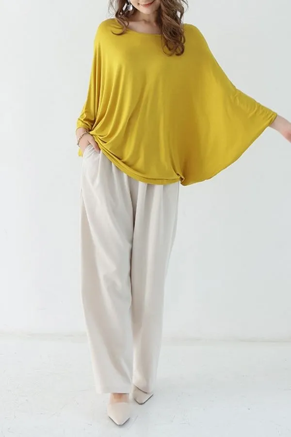 Bat Sleeve Round Neck Blouse(Fit 99 To 132bs)
