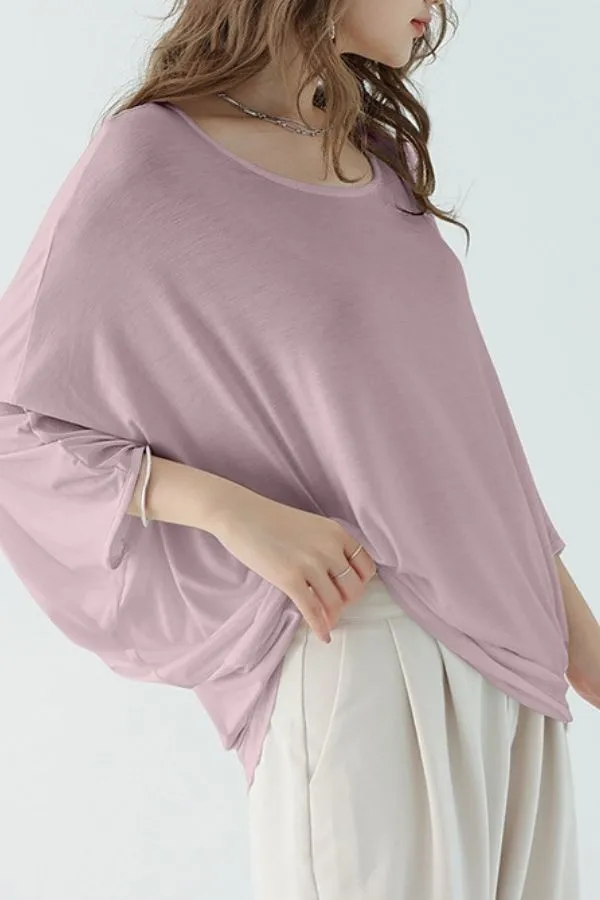 Bat Sleeve Round Neck Blouse(Fit 99 To 132bs)