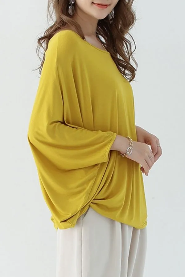 Bat Sleeve Round Neck Blouse(Fit 99 To 132bs)
