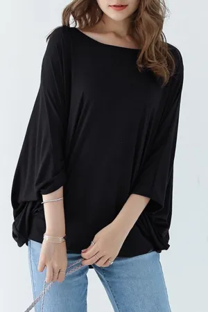 Bat Sleeve Round Neck Blouse(Fit 99 To 132bs)