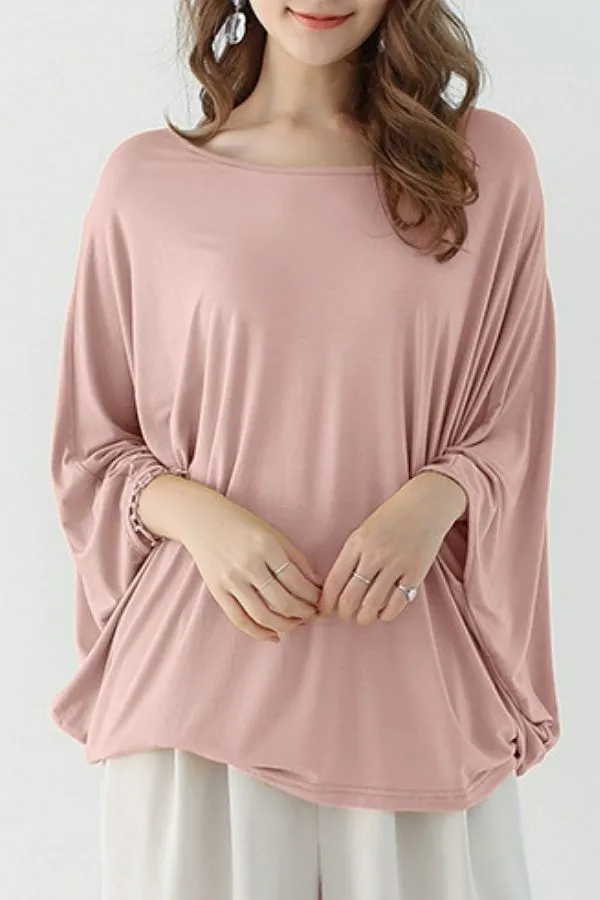 Bat Sleeve Round Neck Blouse(Fit 99 To 132bs)