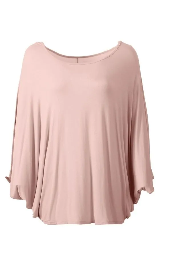 Bat Sleeve Round Neck Blouse(Fit 99 To 132bs)