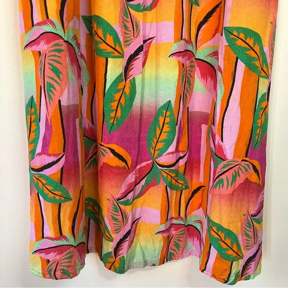 Beach Riot Larissa Linen Blend Tropical High Rise Pull On Maxi Skirt Palm Beach