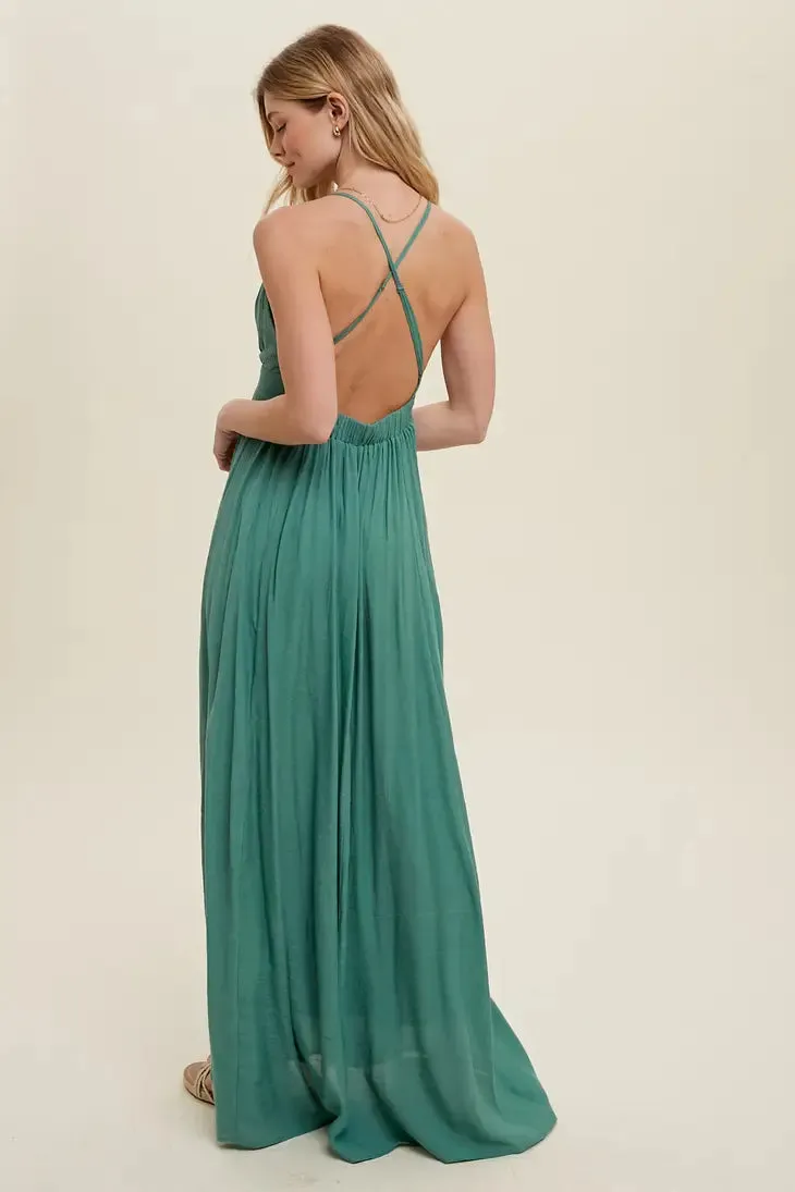 Beautiful Flowy Green Maxi Dress