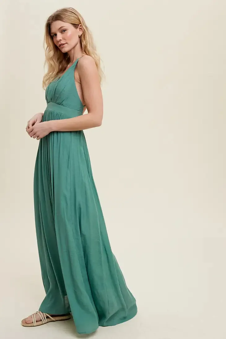 Beautiful Flowy Green Maxi Dress
