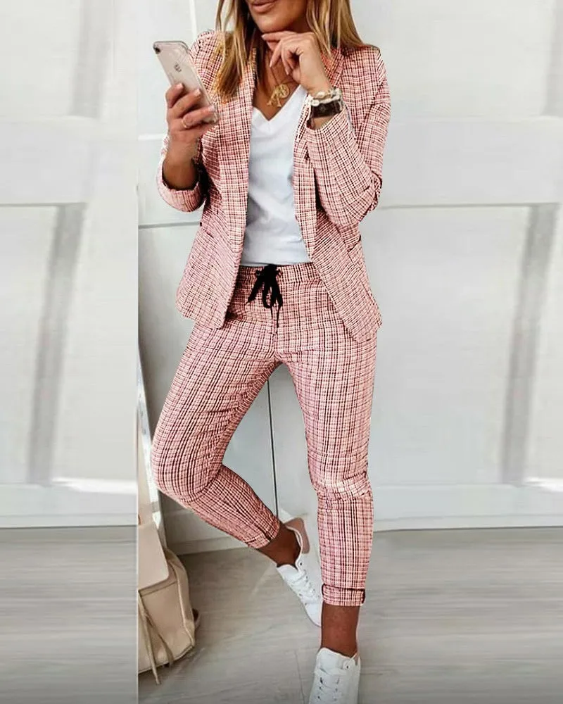 BerryBetty - Plaid Comfortable Casual Women's Suit