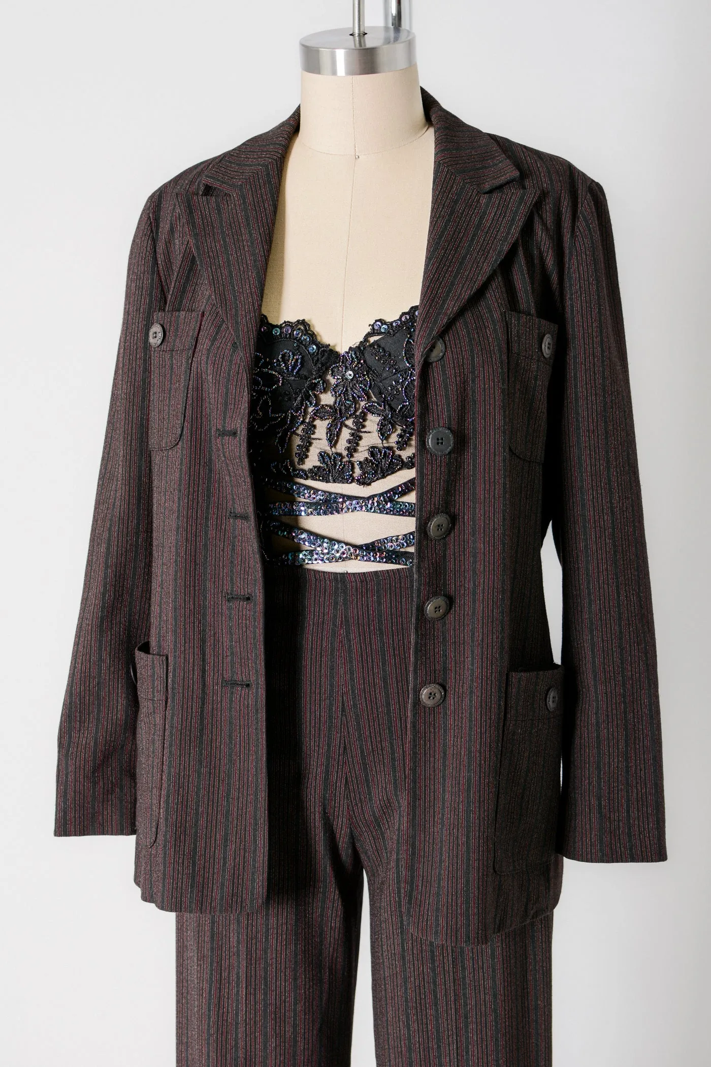 Biba Y2K Dark Pinstripe Pant Suit