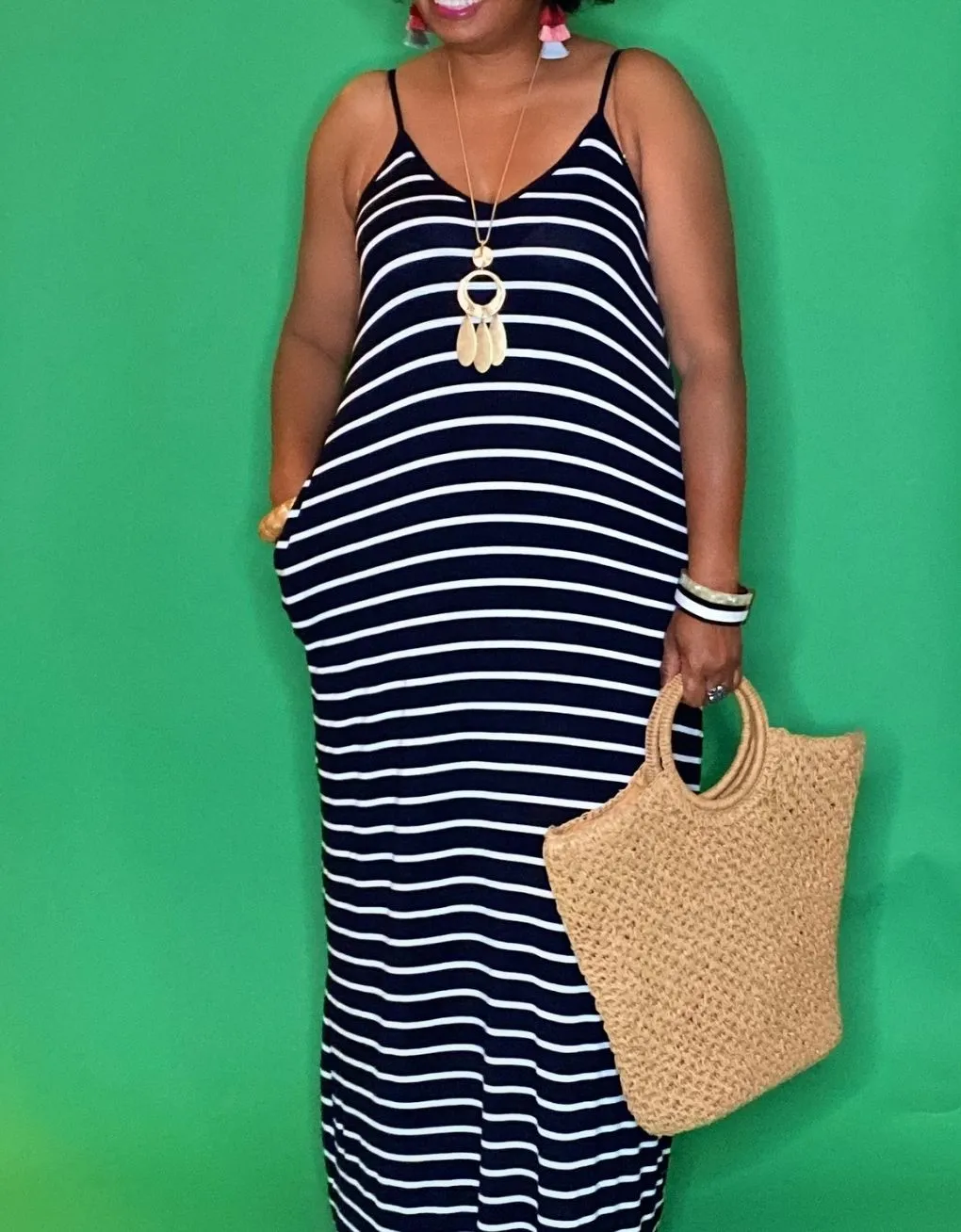 Black & White Stripe Maxi Curvy