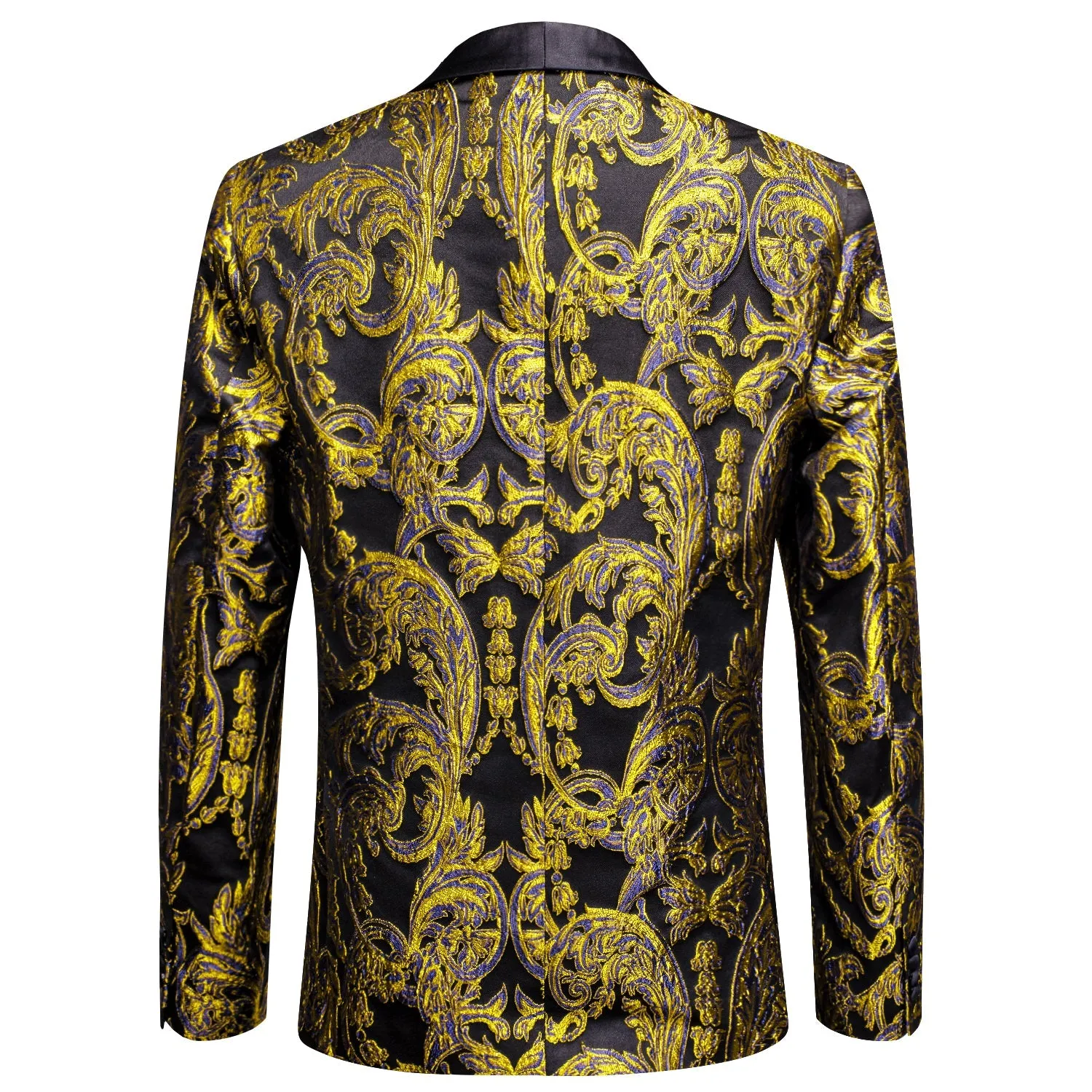 Black and Gold Embroidered Tuxedo Jacket