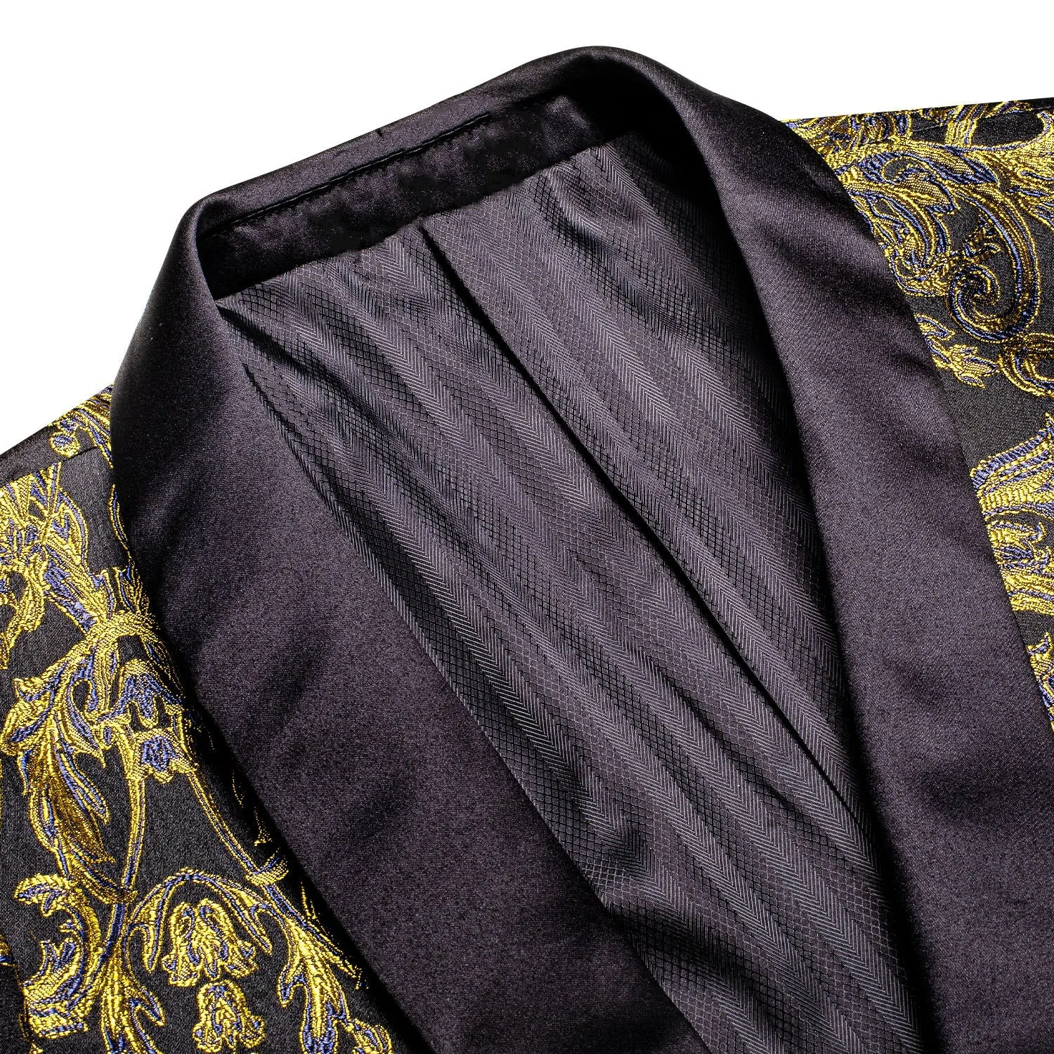 Black and Gold Embroidered Tuxedo Jacket