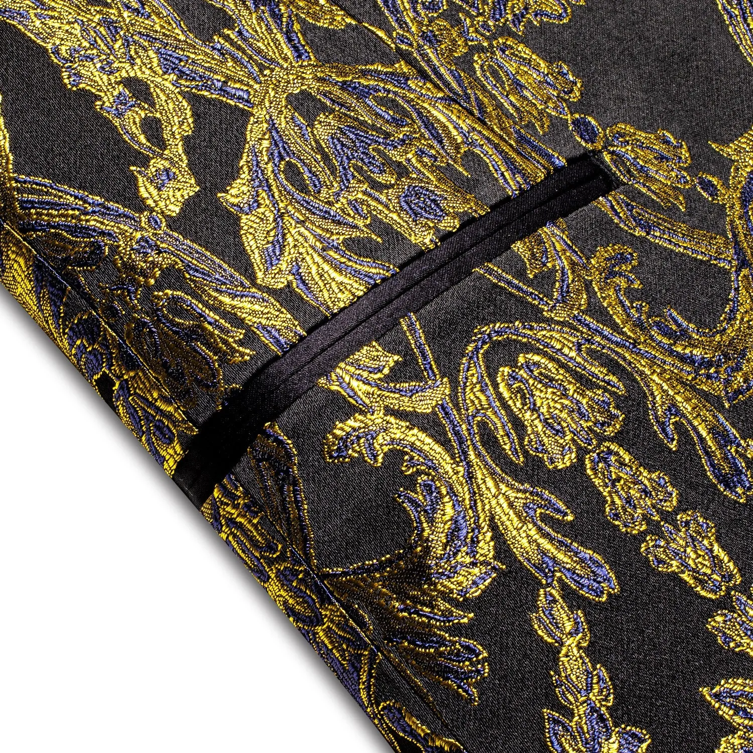 Black and Gold Embroidered Tuxedo Jacket