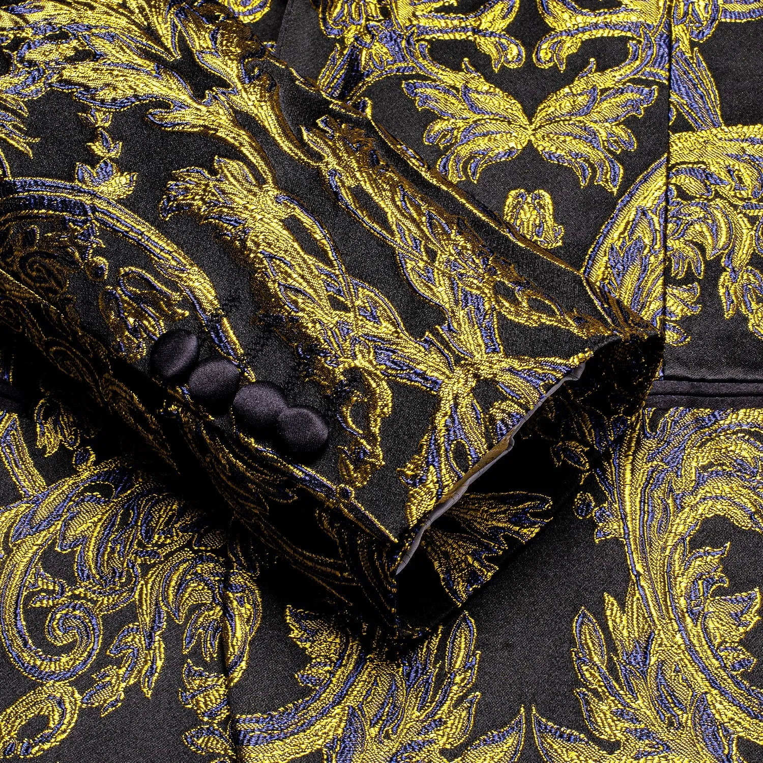Black and Gold Embroidered Tuxedo Jacket