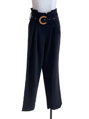 Black Buckled High Waist Trousers