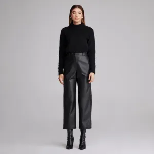 Black High Waist Leather Pants