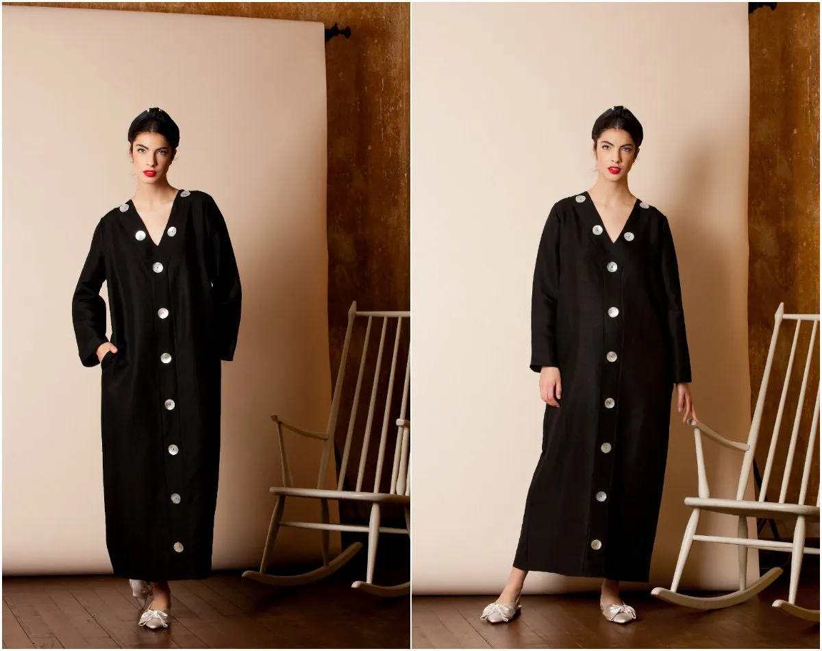 Black Linen Dress, Loose Maxi Dress, Linen Kaftan Dress, Plus Size Linen, Gothic Dress, Long Sleeve Dress, Linen Clothing, Pocket Dress